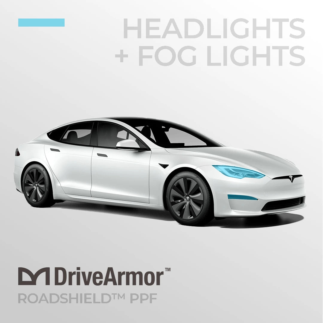 Headlights & Fog Lights: Tesla Model S RoadShield™ DIY Paint Protection Film Wrap