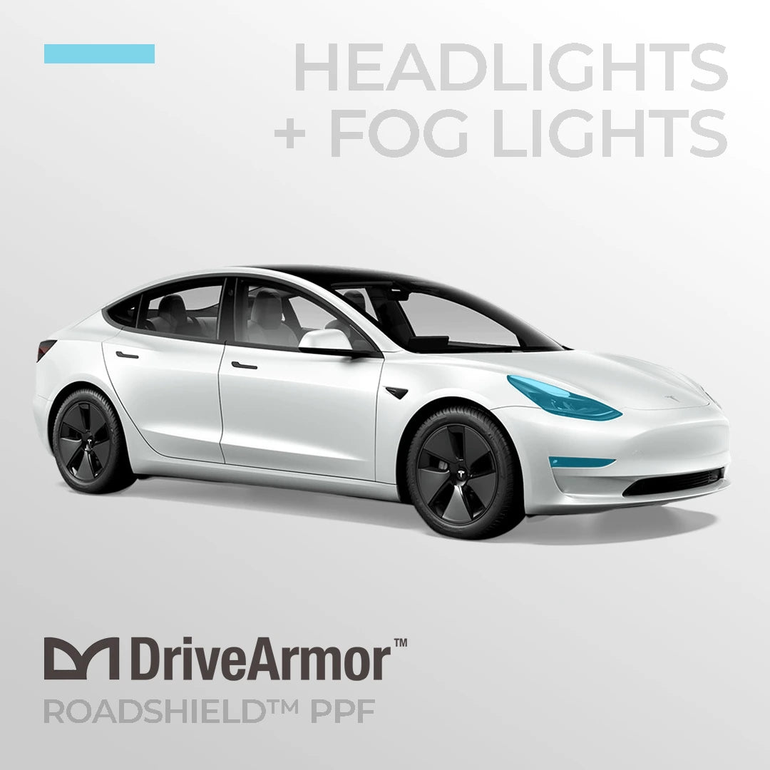 Headlights & Fog Lights: Tesla Model 3 RoadShield™ DIY Paint Protection Film Wrap