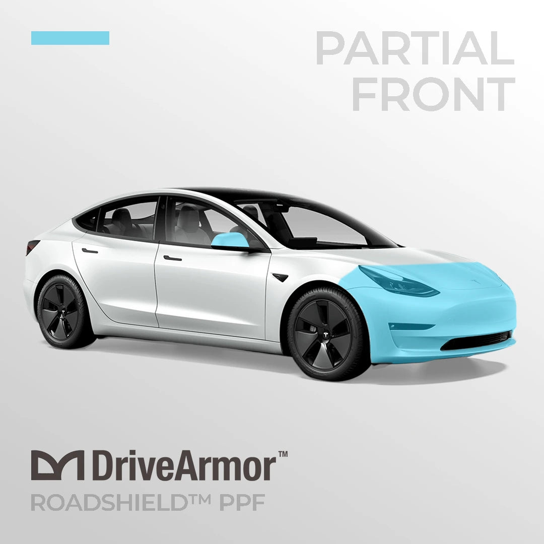 Partial Front End: Tesla Model 3 RoadShield™ DIY Paint Protection Film Wrap