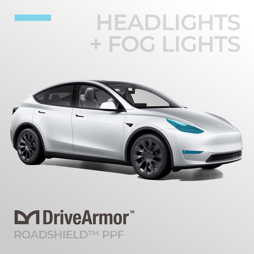 Headlights & Fog Lights: Tesla Model Y RoadShield™ DIY Paint Protection Film Wrap